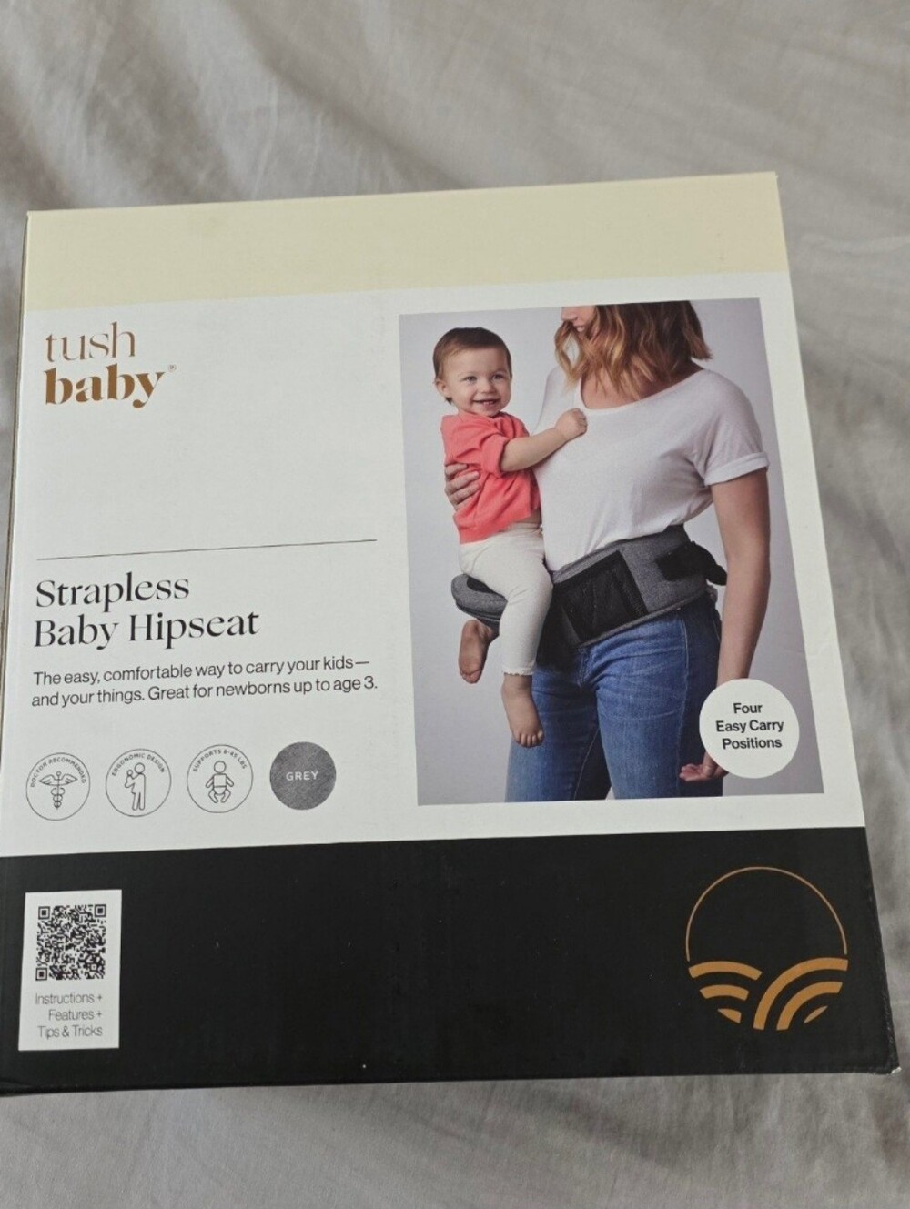 NEW Tush Baby Strapless Baby Hipseat Carrier - Grey